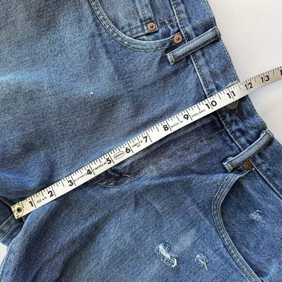 Levi’s 517 Cut Off Shorts Denim Jean Frayed Distressed Medium Wash Size 32 - Picture 7 of 8